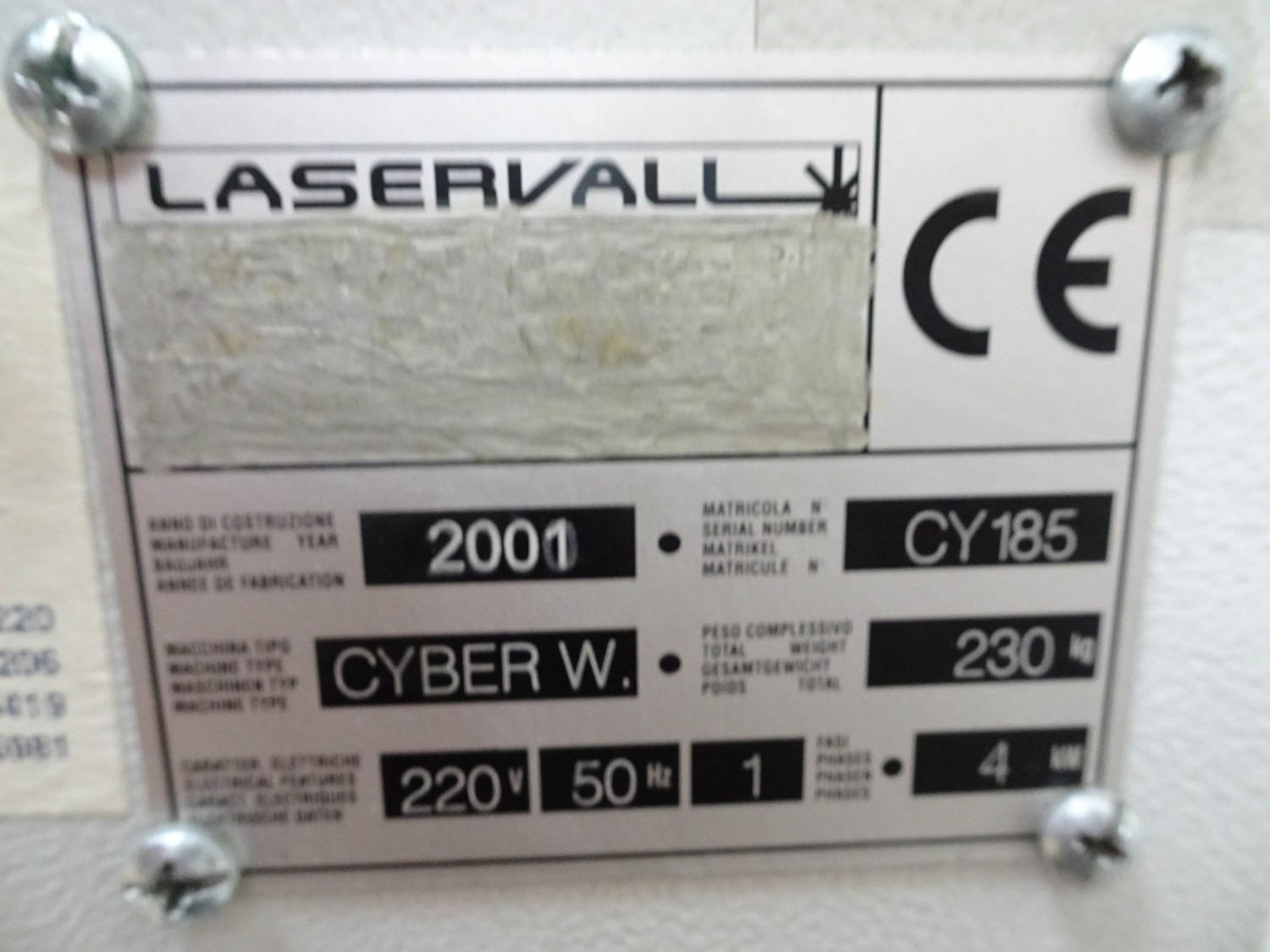 LASERVALL / LNA LASER MDL. CYBERW (USA) CYBER LASER WELDING WORKSTATION, S/N: CY185 (NEW 2001) - Image 6 of 6