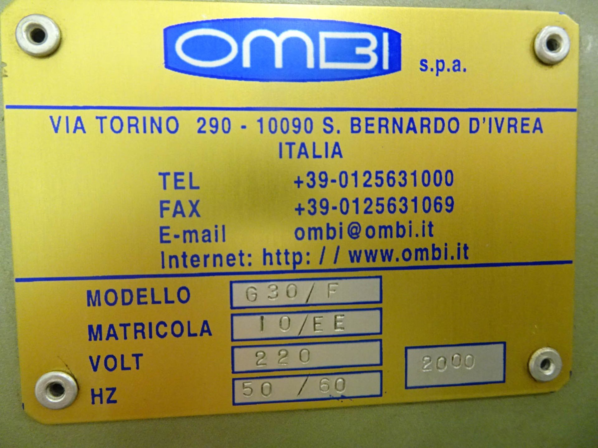 OMBI MDL. G30/F (ITALY) (CE) CHAIN MAKING MACHINE, ELECTRONIC, BIG CURB & CABLE, WIRE DIAMETER 0. - Image 8 of 8