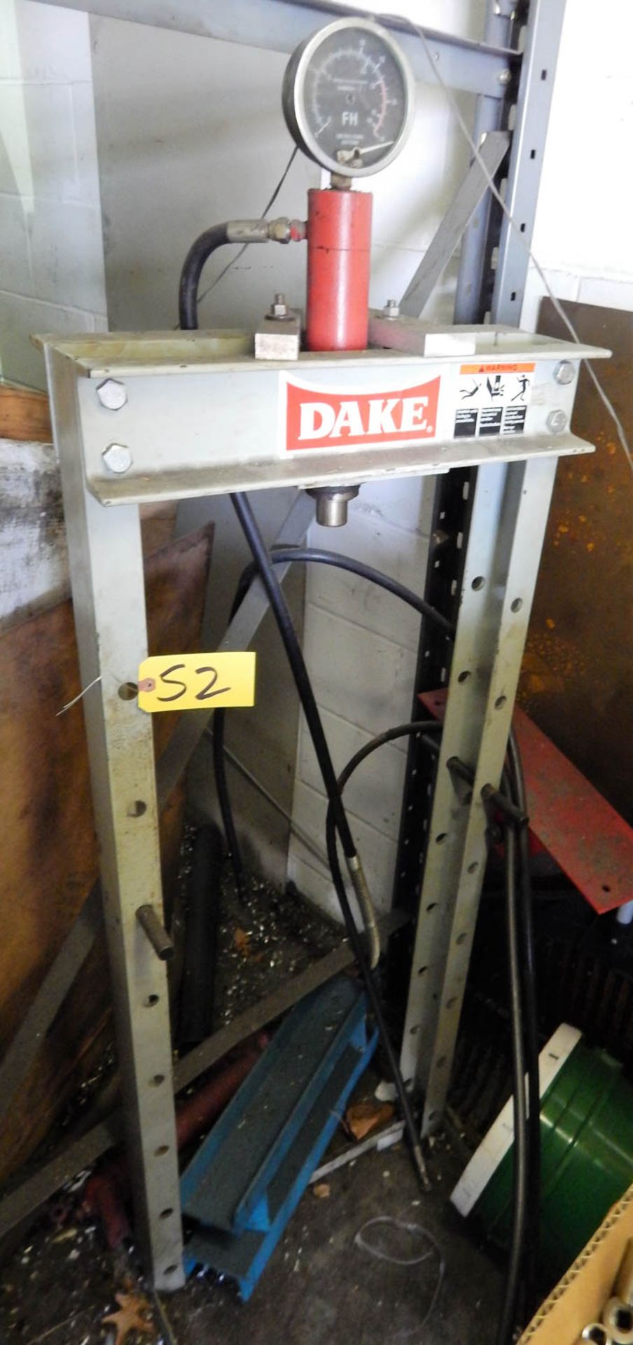 DAKE 12 TON CAPACITY DOWNACTING H-FRAME PRESS, WITH 16-1/2'' BETWEEN UPRIGHTS