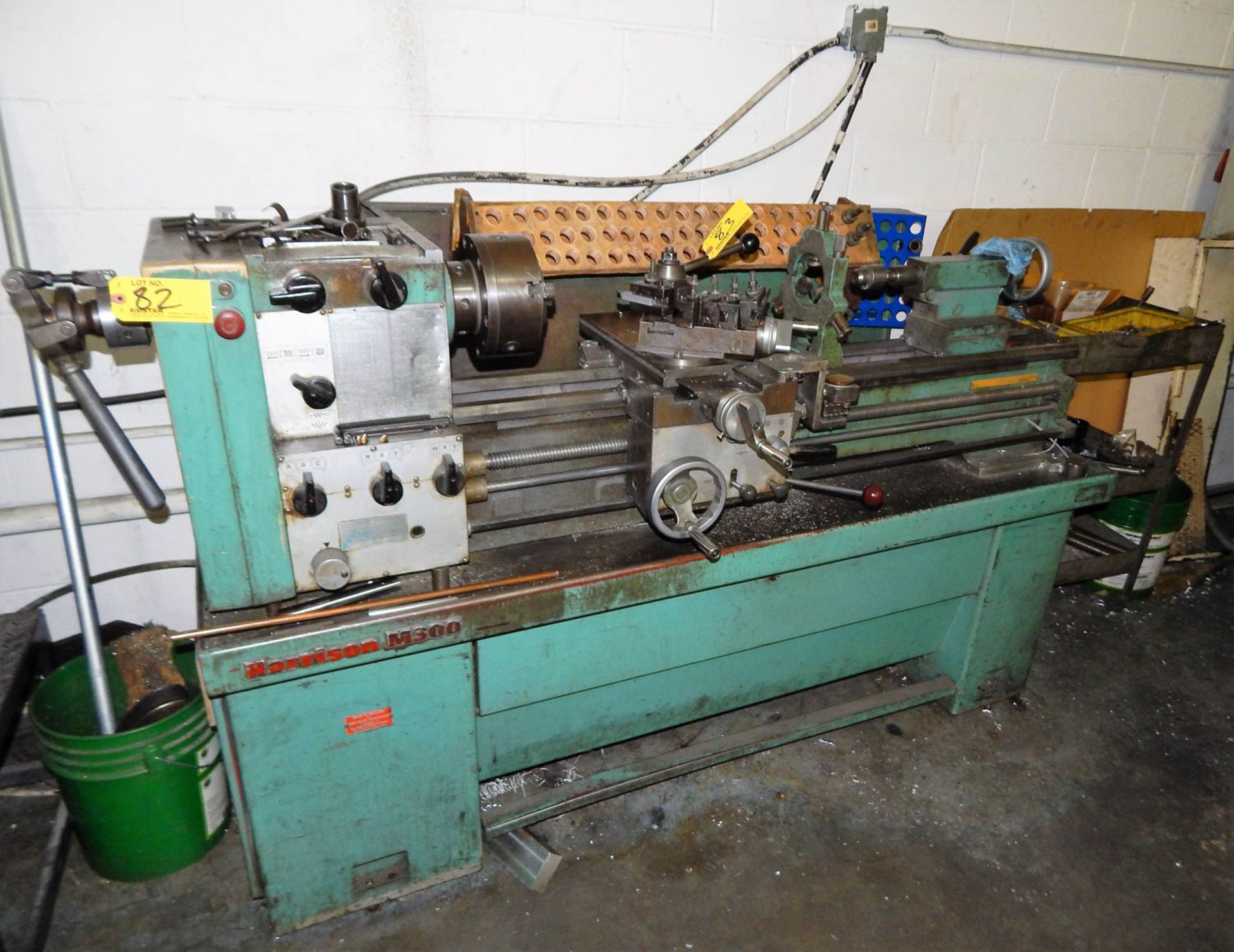 HARRISON MDL. M-300 14'' X 36'' LATHE, WITH STEADY REST, TAILSTOCK, DRAW BAR, 8'' 3-JAW CHUCK, 1.5''