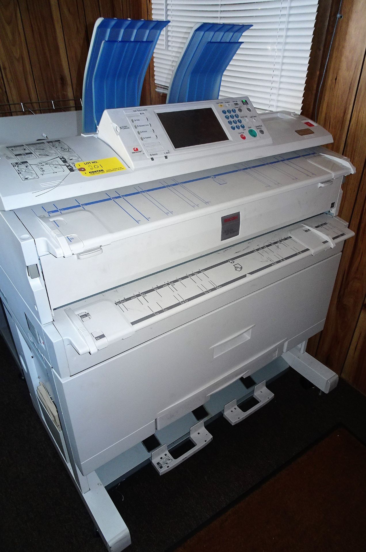 Ricoh Mdl. AFICIO MP W3600 36" Large Format Plotter Printer, with Tameran Feeding Catch Tray and
