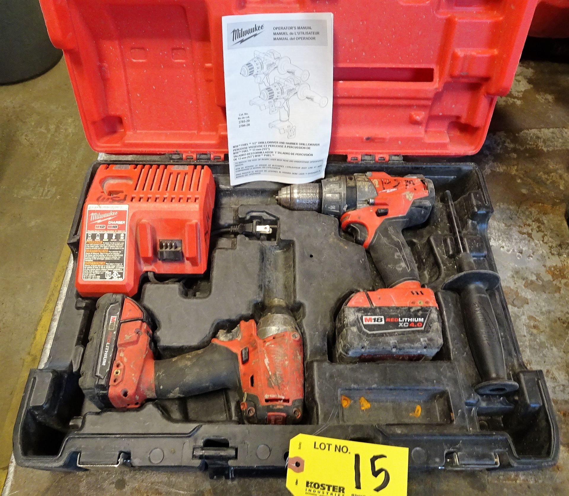Milwaukee Mdl. 2797-22 1/2" Drill Driver and Hammer Drill Driver Set, 18 Volt, with (2) Batteries,