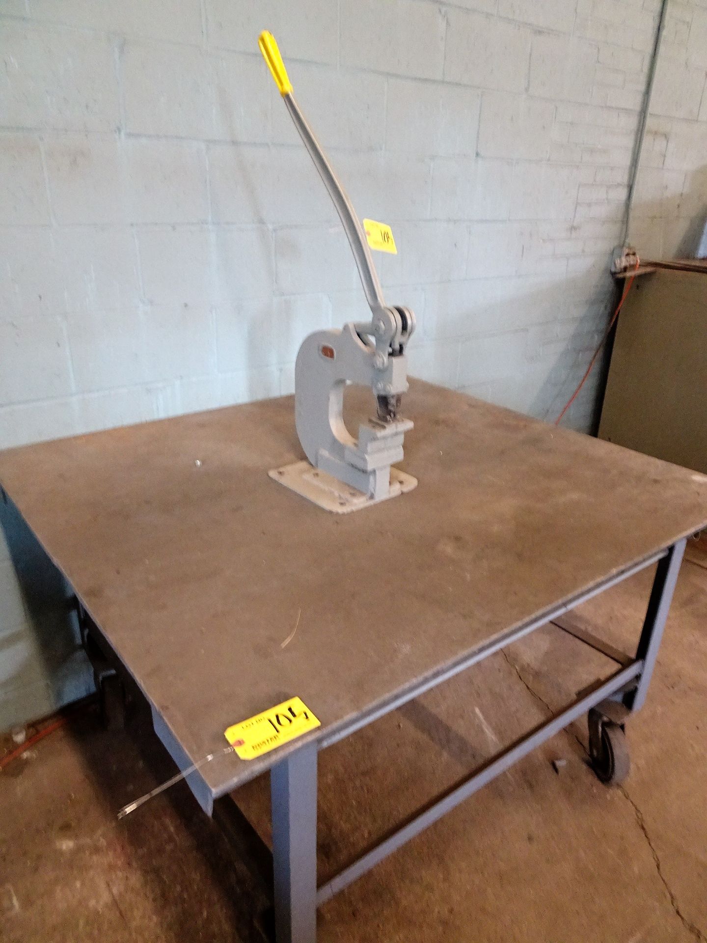 Manual Pin Setter, with Approx. 48" x 48" Heavy Duty Steel Top Castered Work Bench