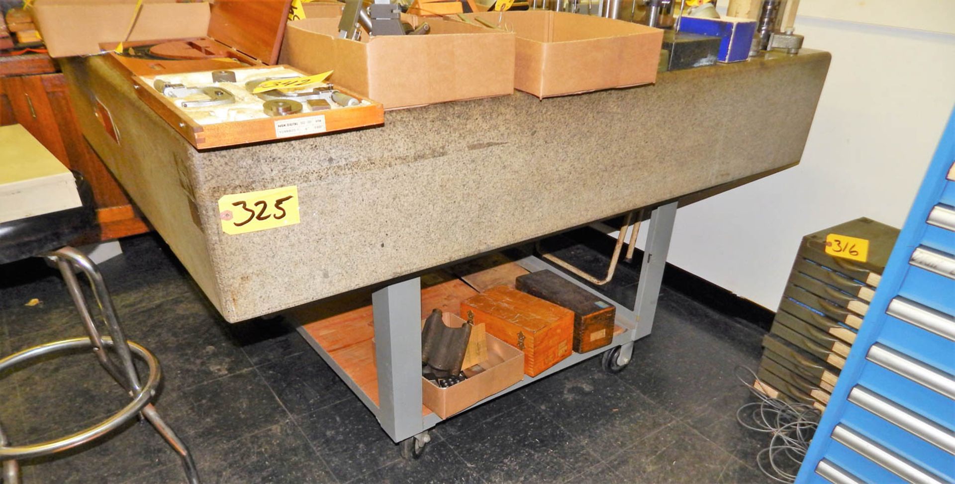 MITUTOYO GRADE A 60'' X 48'' X 10'' GRANITE SURFACE PLATE, WITH CART, S/N: 1077-7