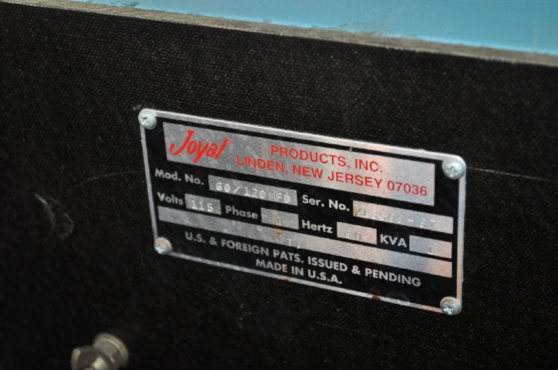 JOYAL MDL. 60/120 MFD, 1KVA, WELDER AND SUPPLY, S/N: 13509-97 - Image 2 of 3