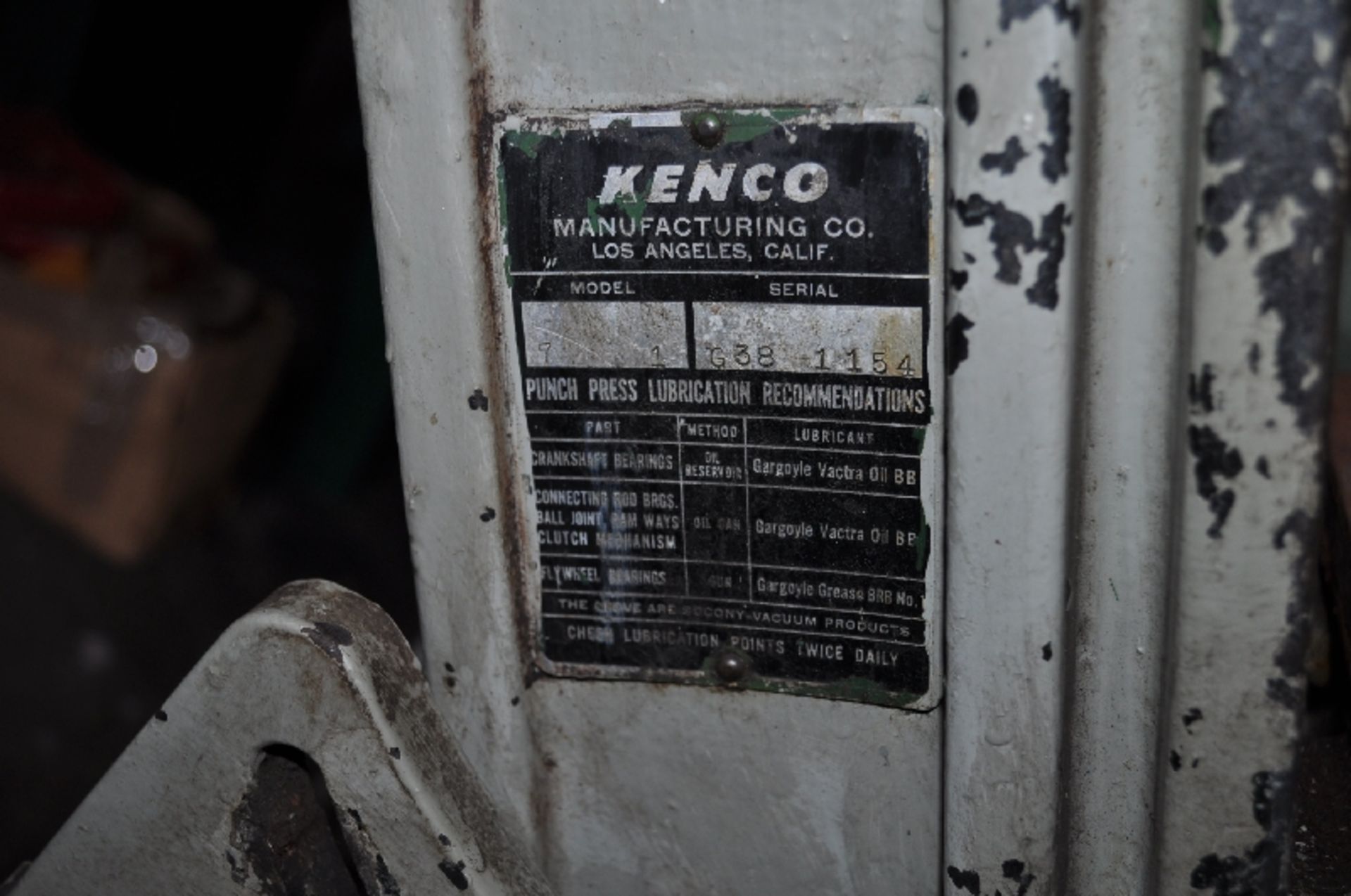 KENCO 7-1/2 TON OBI PRESS, MECHANICAL TYPE, S/N: 638-1154 - Image 3 of 3