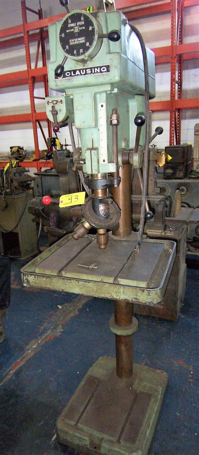 CLAUSING MDL. 22V-1 20'' FLOOR TYPE DRILL PRESS, WITH VARIABLE SPEED, QUADRILL TURRET HEAD,