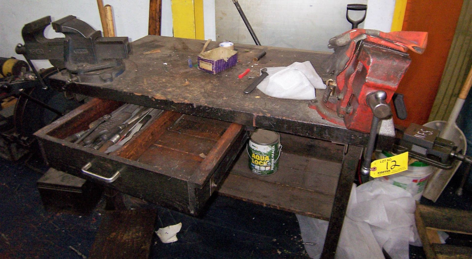 WOOD TYPE WORK BENCH WITH [2] BENCH VISES