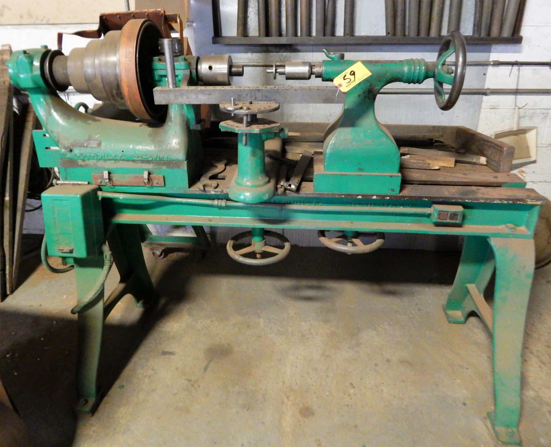 PRIBIL 30" X 27" SPINNING LATHE WITH REST TAILSTOCK, BELT PULLEY