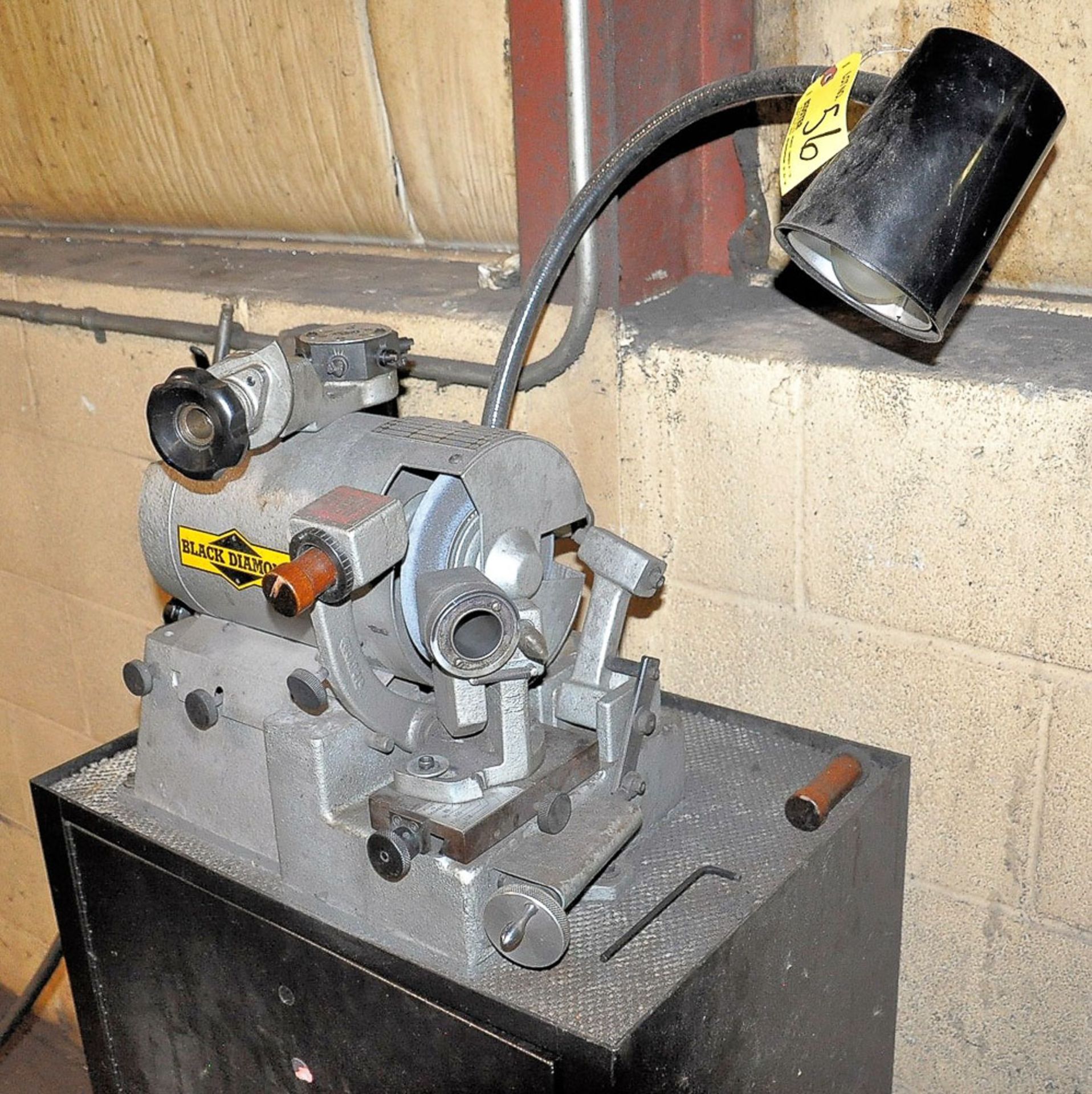 BLACK DIAMOND MDL. BW80 1/3HP BENCH TOP DRILL GRINDER, WITH SPINDLE SLEEVES, WORK LIGHT, CABINET