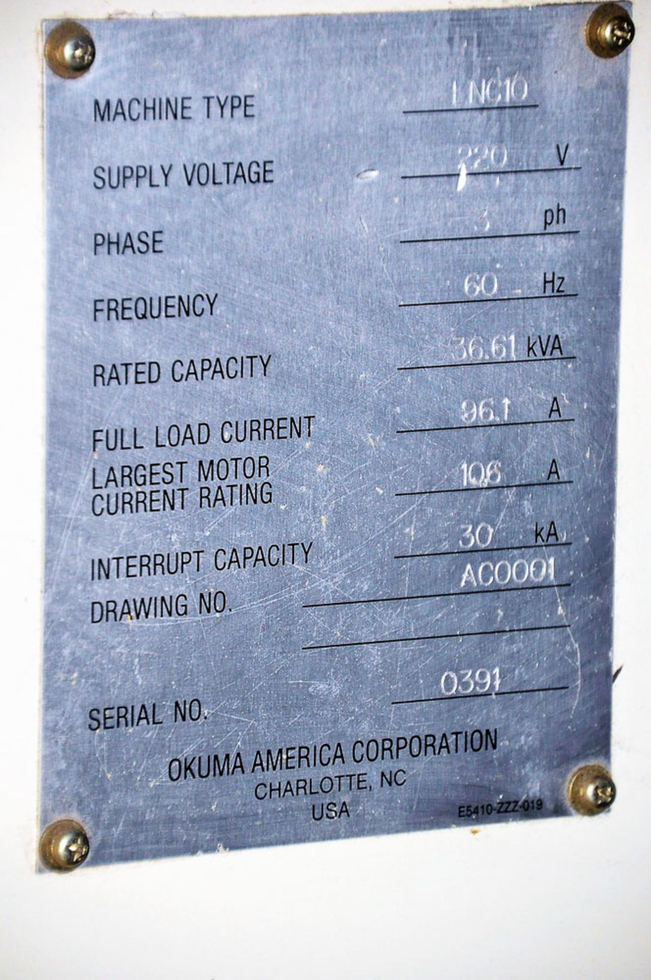 OKUMA CADET-L1420 2-AXIS CNC TURNING CENTER, WITH OKUMA OSP-700L CNC CONTROLS, 12'' 3-JAW CHUCK, - Image 6 of 6