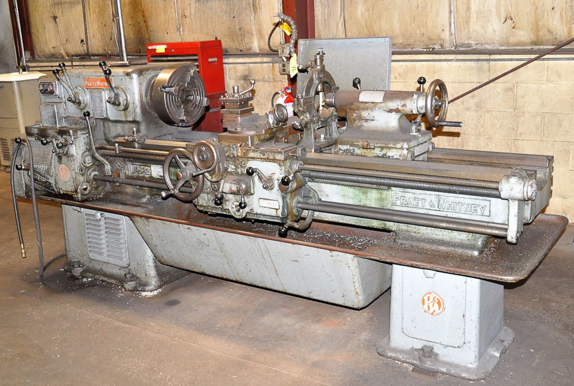 PRATT & WHITNEY MDL. C 16'' X 54'' ENGINE LATHE, WITH 12'' 3 & 4-JAW CHUCKS, 14-1000 RPM 18-SPEED