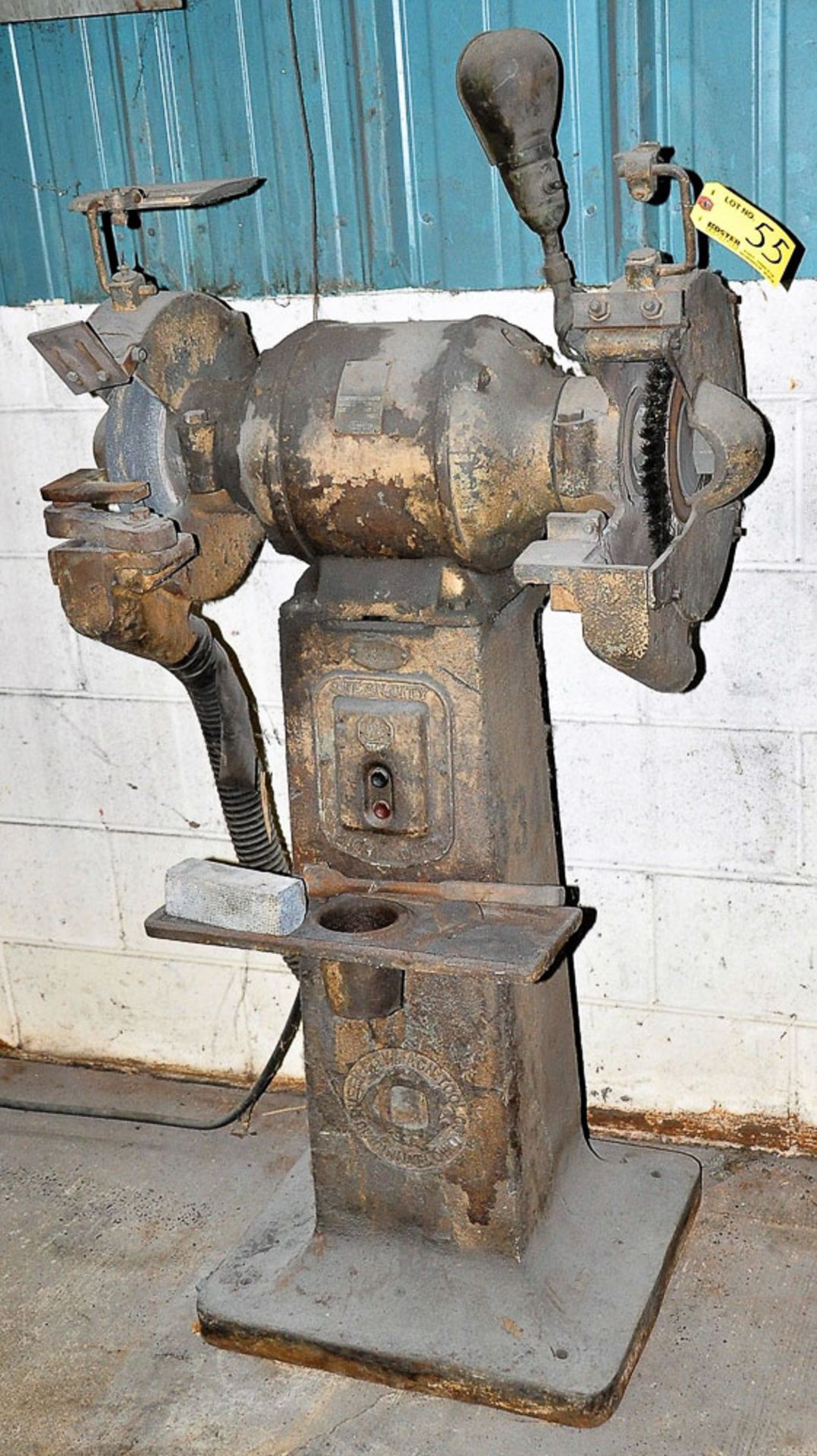 QUEEN CITY APPROXIMATELY 2HP DOUBLE END PEDESTAL GRINDER