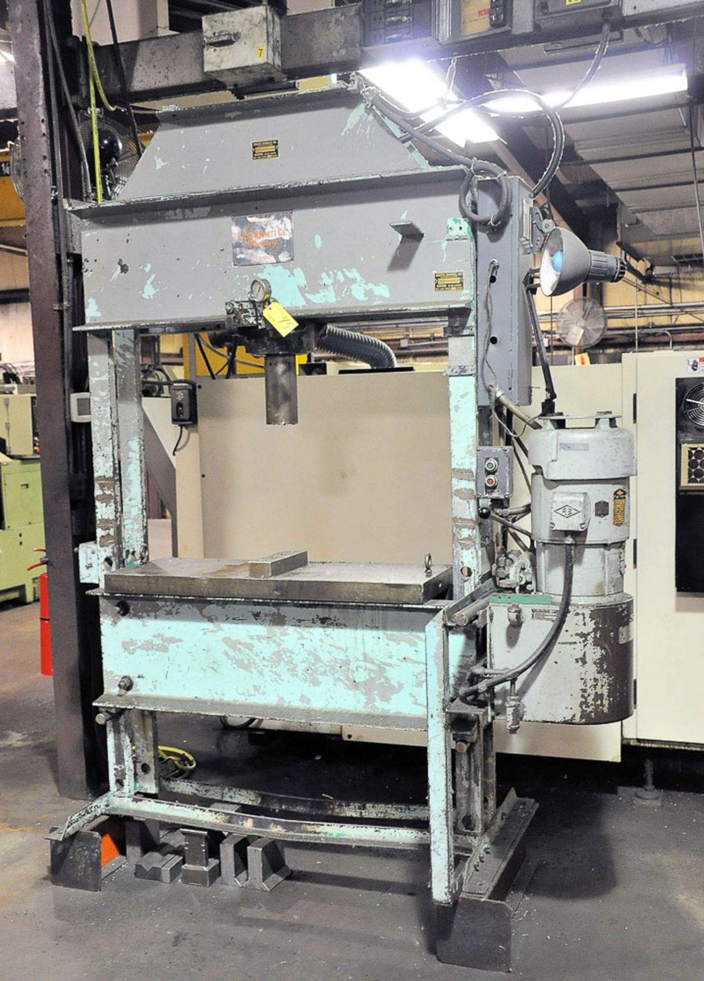 RODGERS MDL. S80-13-GT 80 TON CAPACITY POWER HYDRAULIC H-FRAME SHOP PRESS, WITH RODGERS MDL. 1000