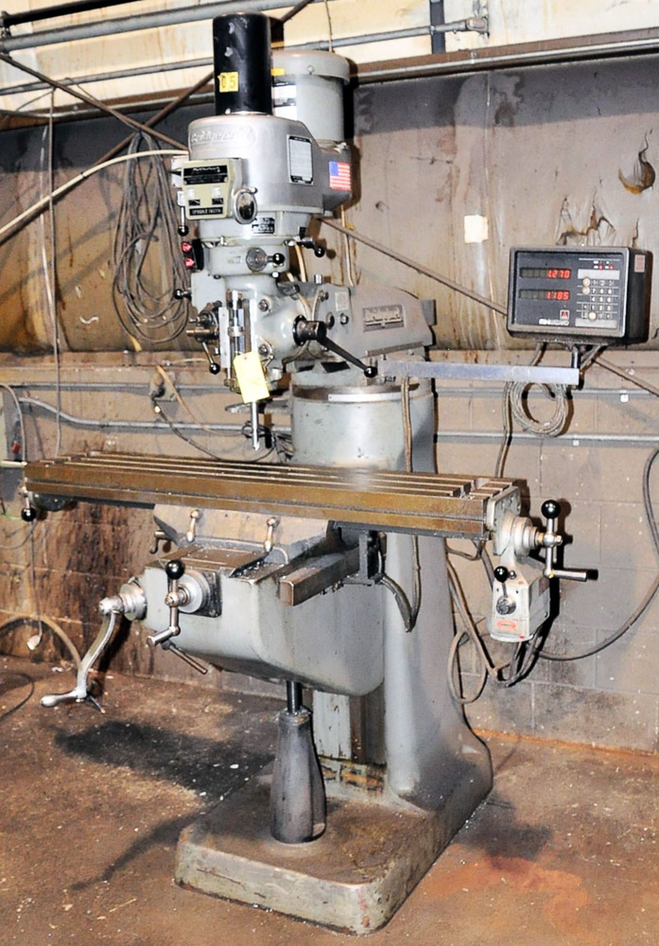 BRIDGEPORT 2HP VARIABLE SPEED VERTICAL MILLING MACHINE, WITH 9'' X 48'' T-SLOTTED WORK TABLE,