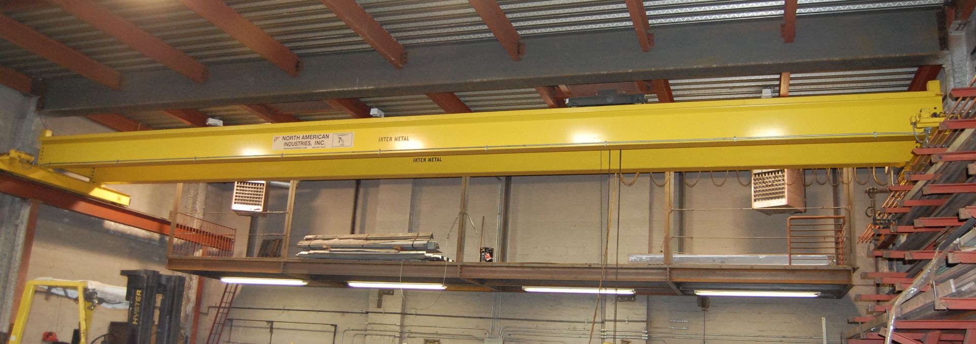 7-1/2 TON NORTH AMERICAN OVERHEAD BRIDGE CRANE, TOP RUNNING, 55' SPAN, 80 FPM, R&M HOIST(2007) - Image 2 of 19