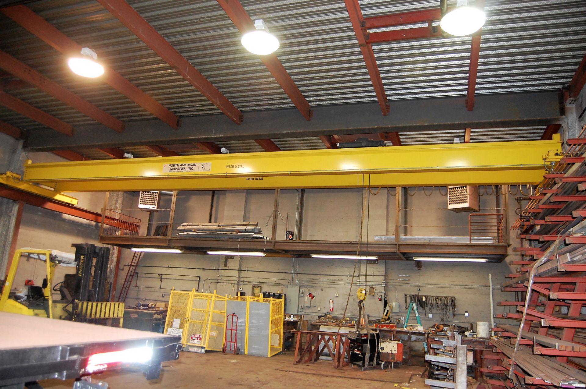 7-1/2 TON NORTH AMERICAN OVERHEAD BRIDGE CRANE, TOP RUNNING, 55' SPAN, 80 FPM, R&M HOIST(2007)