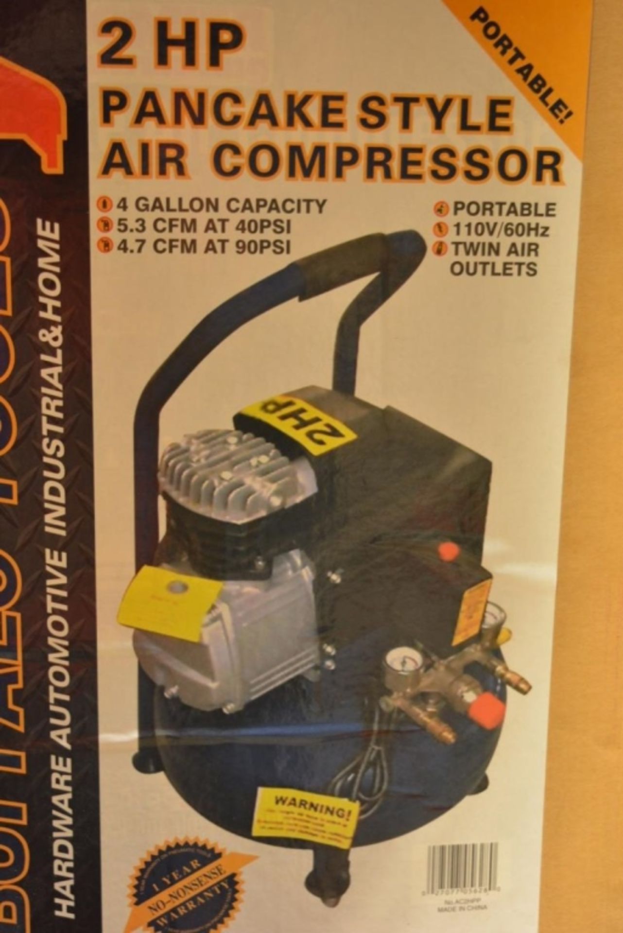 Buffalo Tools 2HP Pancake Air Compressor MIB - Image 2 of 2