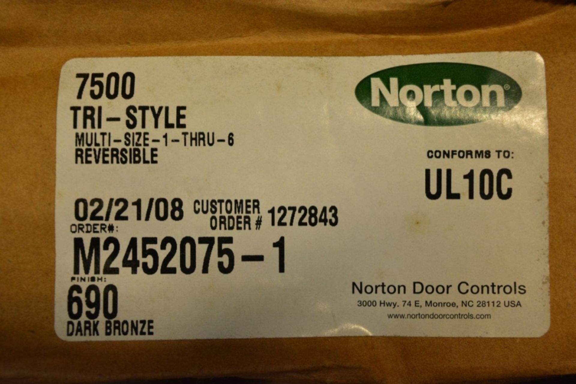 New In Box Norton 7500 Door Closer Dark Bronze - Image 2 of 2
