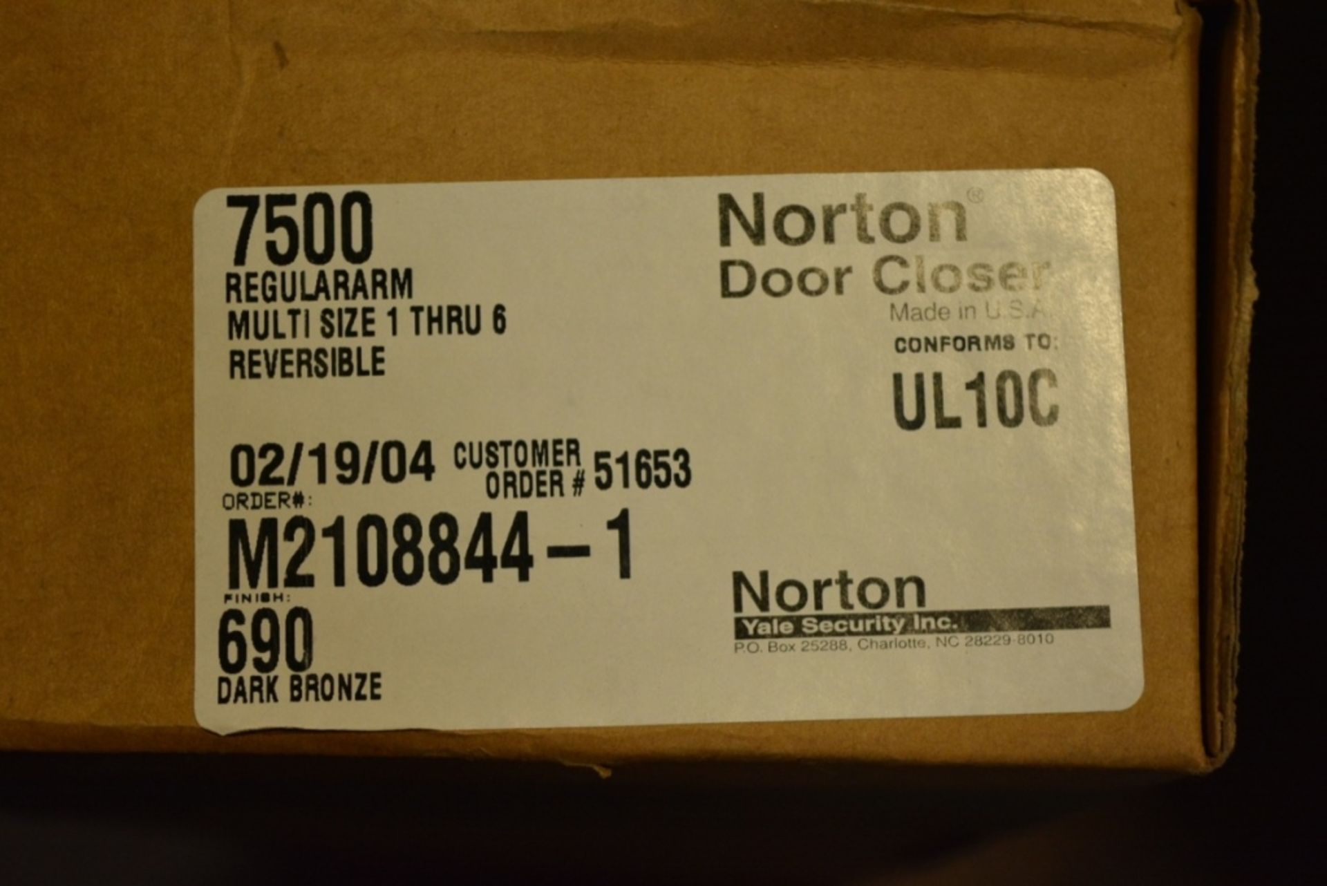 New In Box Norton 7500 Door Closer Dark Bronze - Image 2 of 2