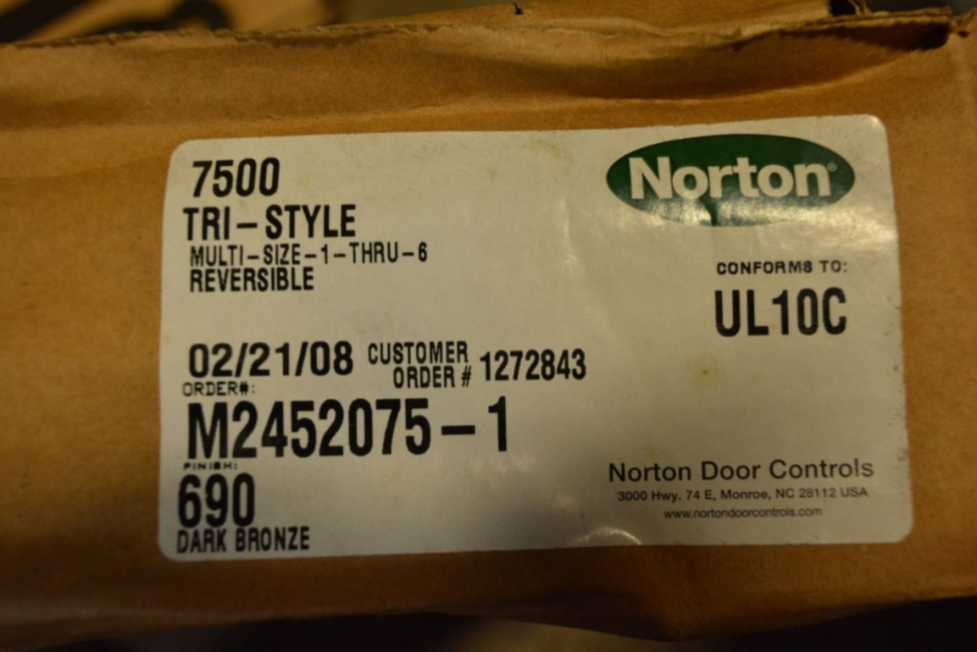 New In Box Norton 7500 Door Closer Dark Bronze - Image 2 of 2
