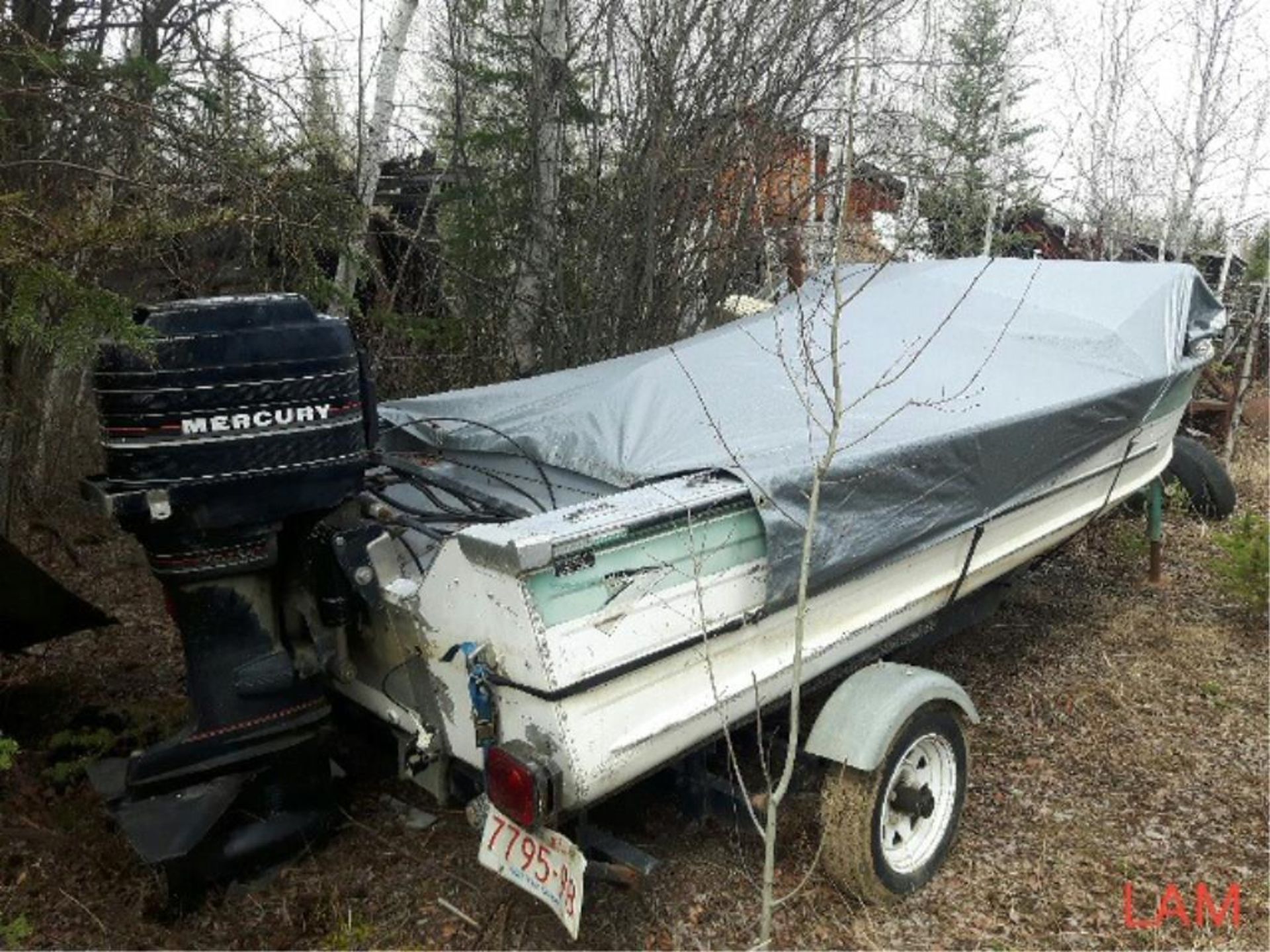 15 FT Aluminum Boat w/Mercury Outboard Kicker & Tr - Image 2 of 2