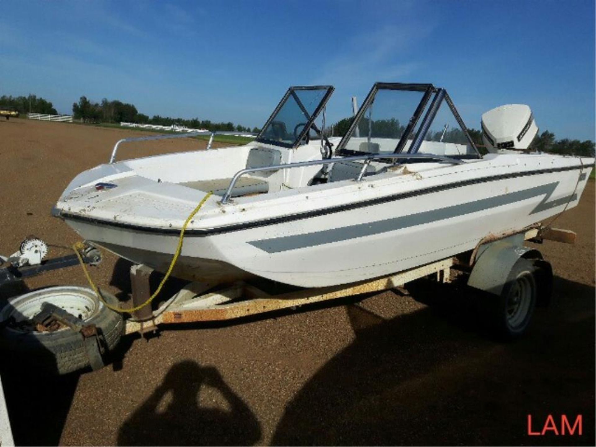 15 FT Excel Fibreglass Boat Open Bow, 115hp Johnson Kicker, Trailer and Spare Tire