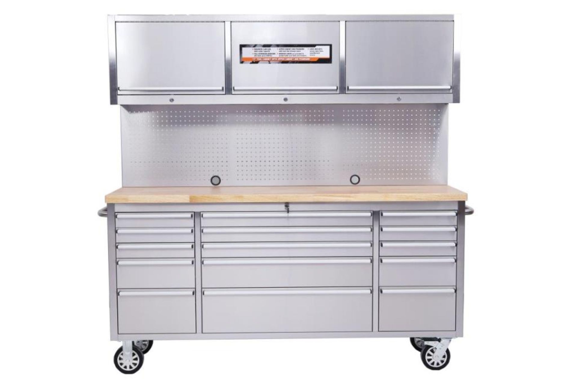 72'' 15 Drawer Preminum Stainless Steel Work Benc with upper chest