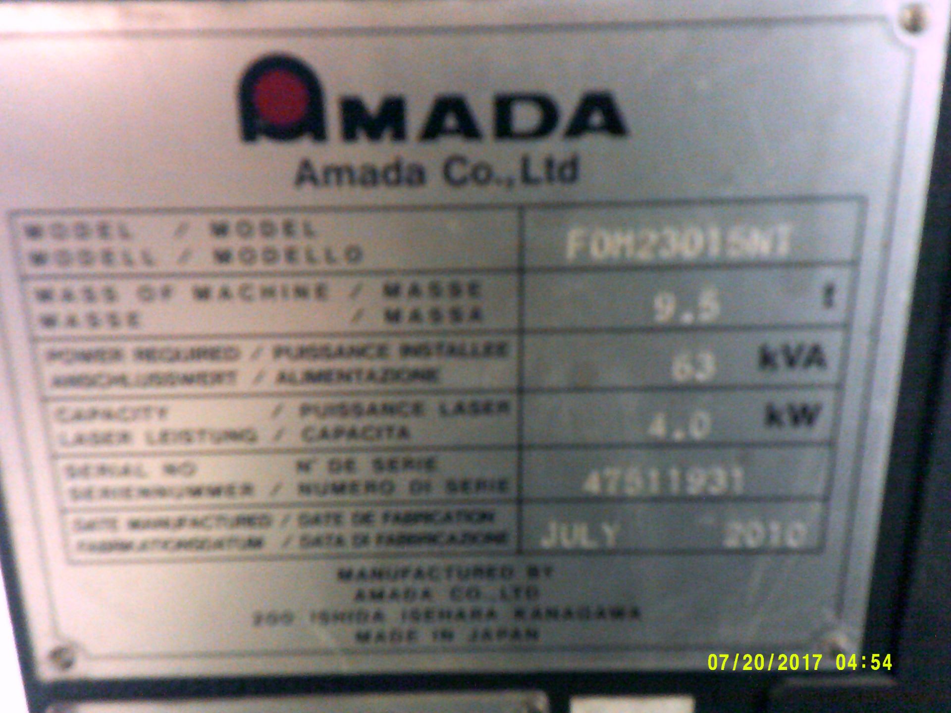 AMADA FO MII-3015NT CNC LASER CUTTING MACHINE, etc. - Image 7 of 8