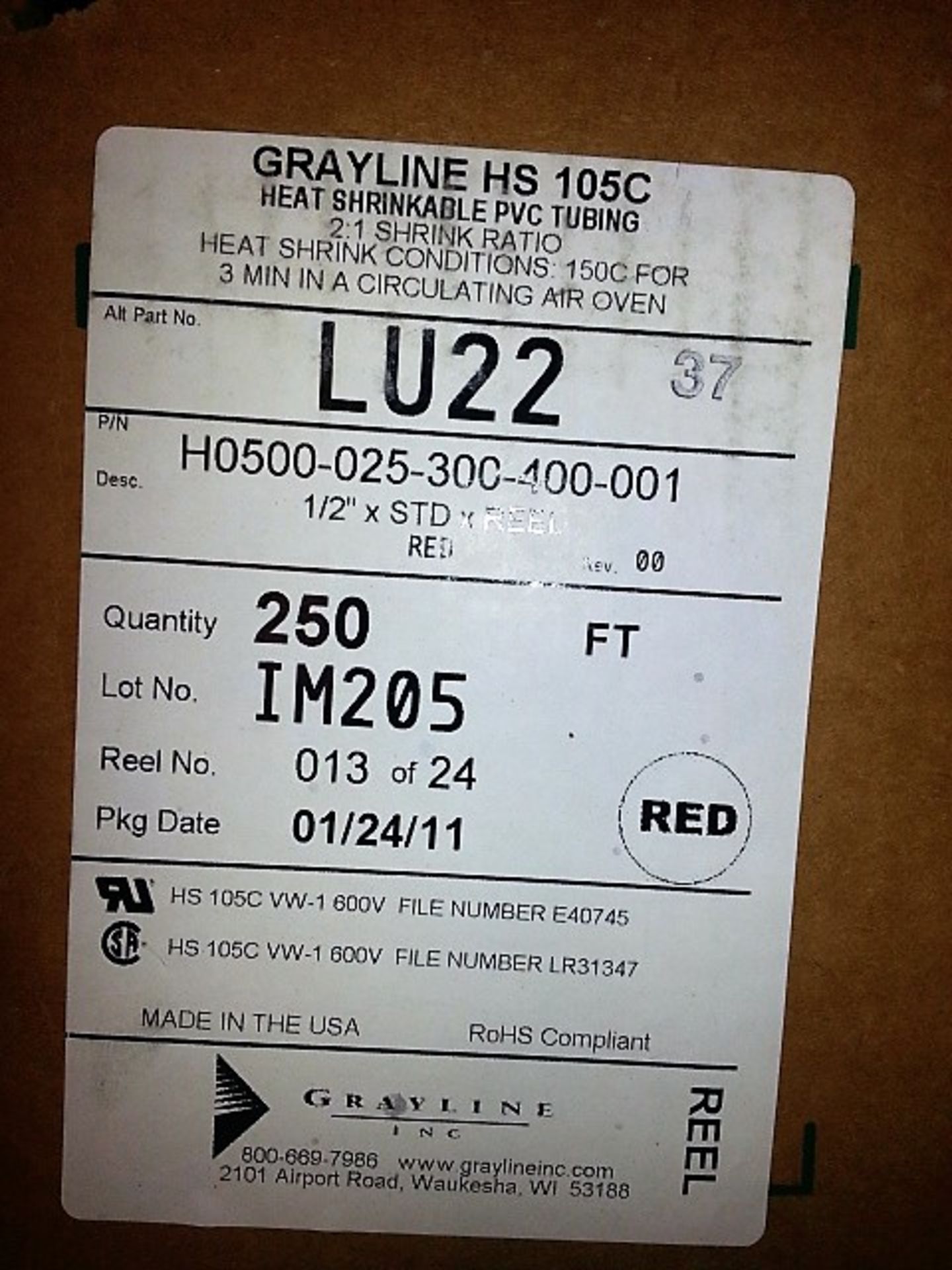 Pallet of Boxes of Grayline Heat Shrinkable PVC Tubing - Image 5 of 5