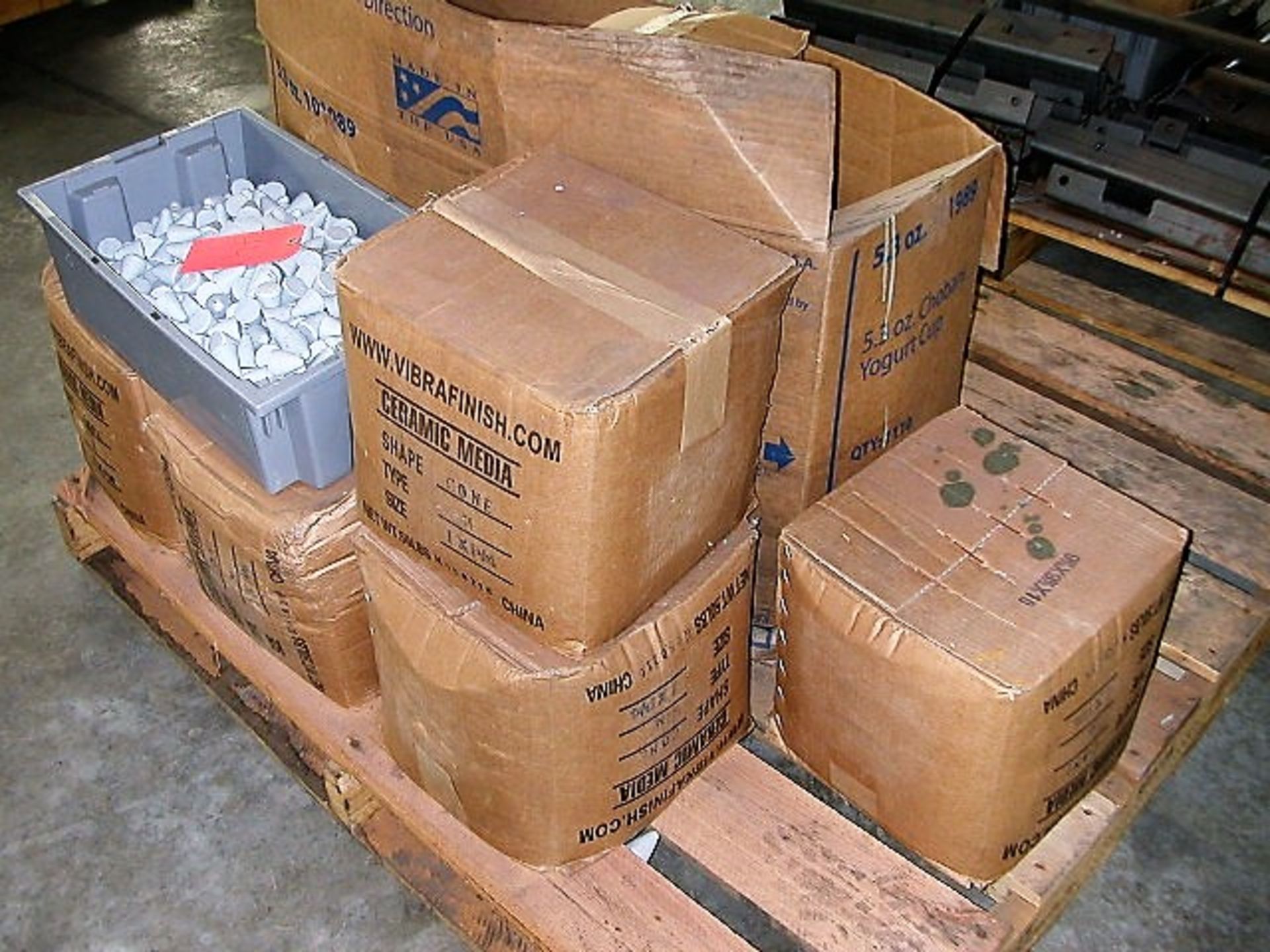 Pallet with Un-Opened Boxes of Tumbling Media (Not Shrink Wrapped)