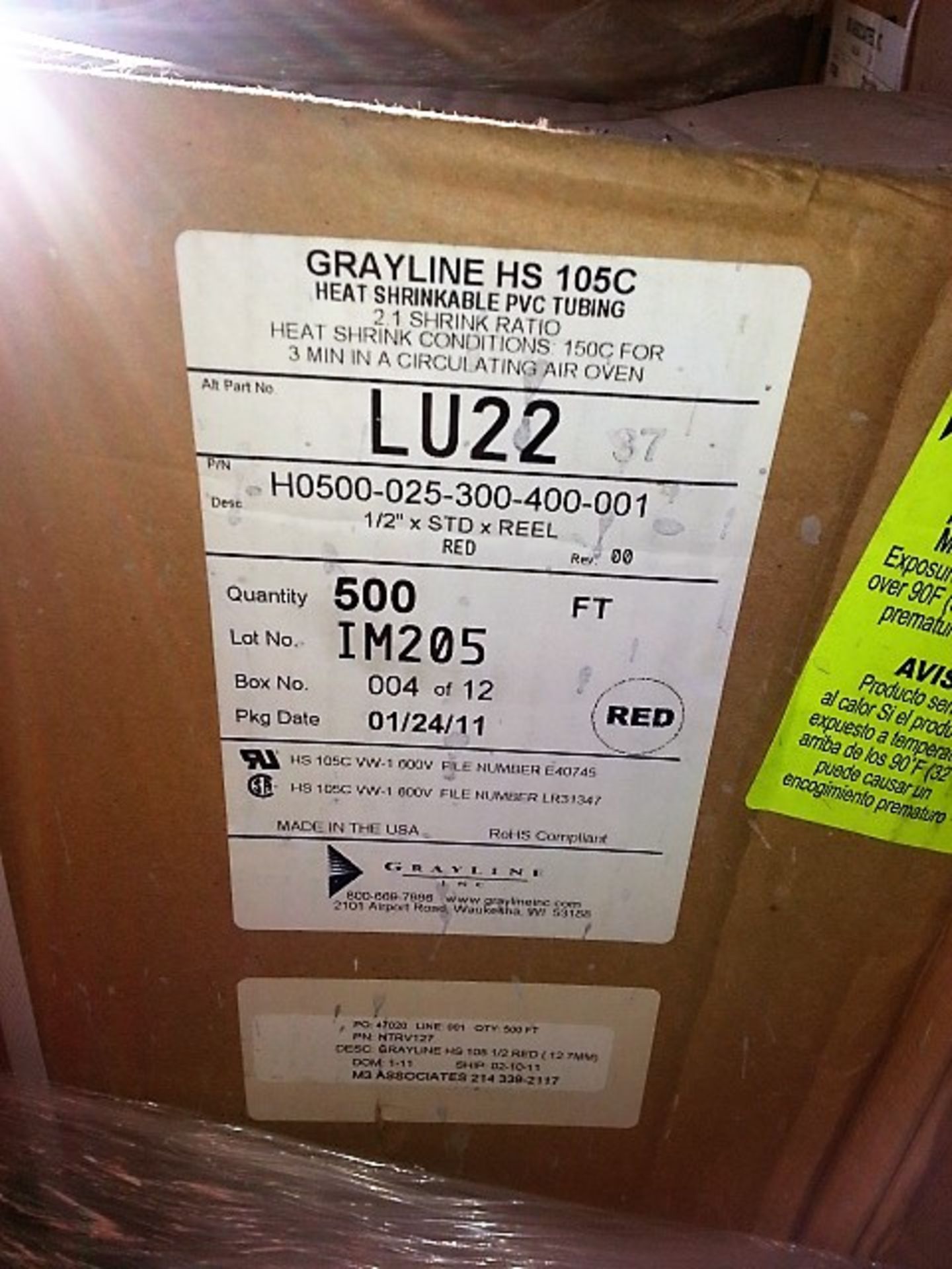 Pallet of Boxes of Grayline Heat Shrinkable PVC Tubing - Image 3 of 5