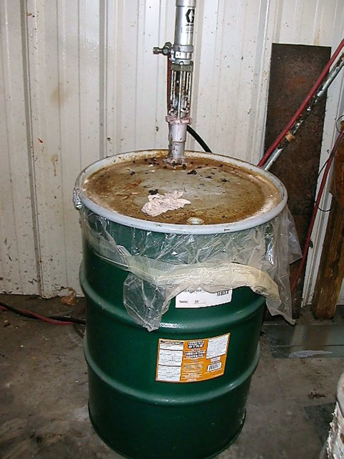 Duro Dyne WIT-55 Insulation Adhesive 55 Gal. Barrel is almost Full. Includes Hoses & Spray Gun