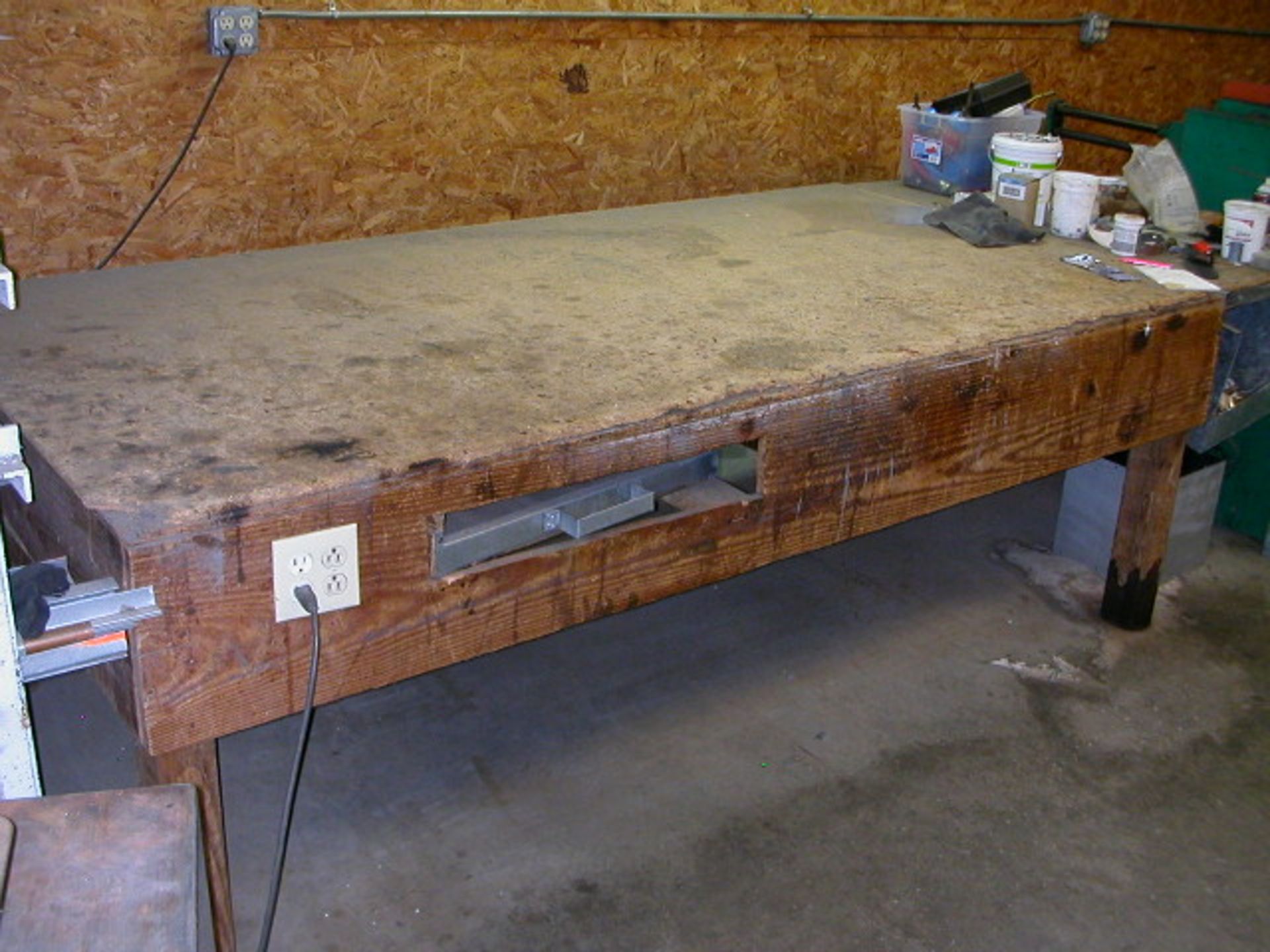 Wood Work Table w/elec. plug onboard (Used to manage Sheet Metal for 10' Duct Work)