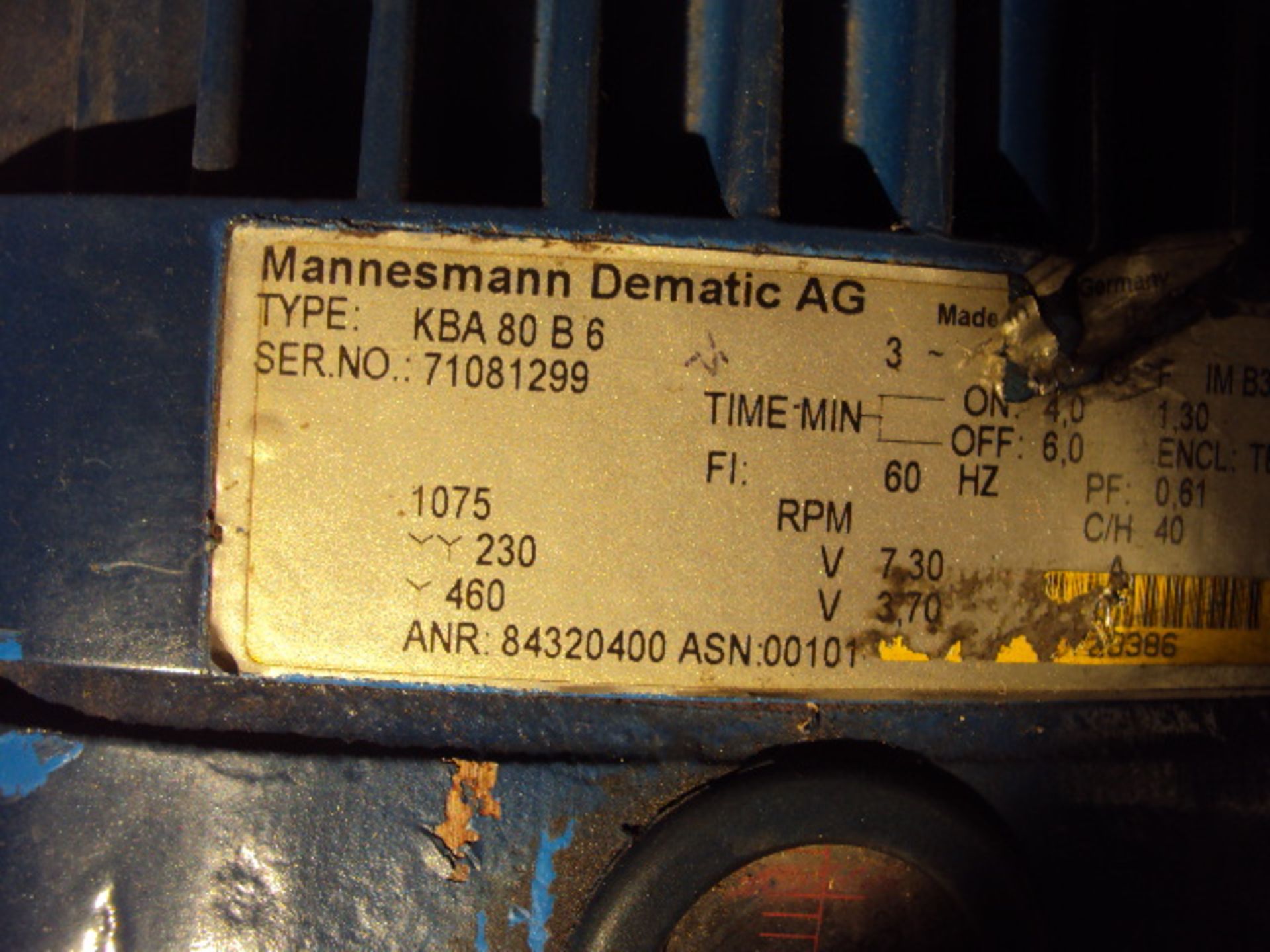 Mannesman Demag FG06-B-3-U0-H1-F1 Crane Motor - Bild 4 aus 6