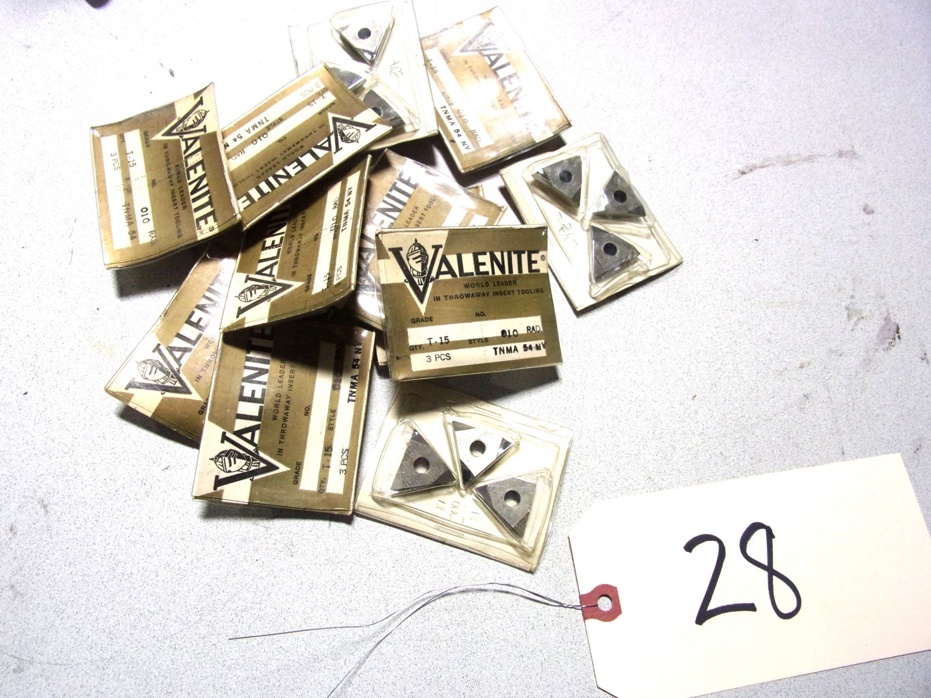 LOT OF (12 PACKS OF 3) VALENITE CARBIDE INSETS, GRADE T-15 WITH 010 RADIUS TNMA54