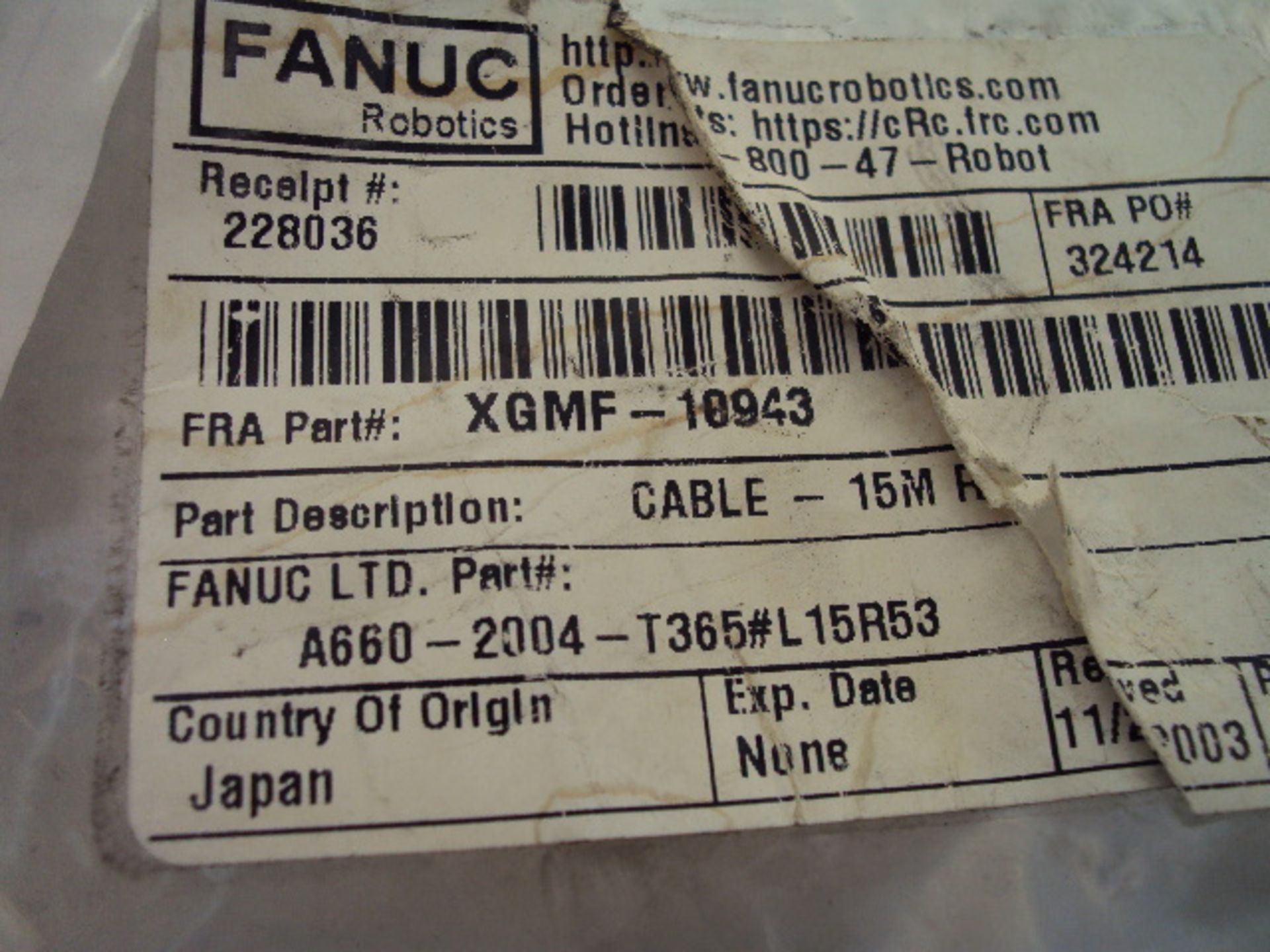 (3) Assorted Fanuc Robotics Cables - Image 4 of 4