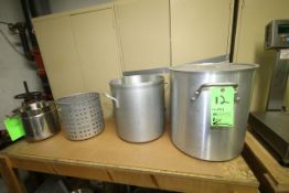 (4) Pcs. - Lincoln Wear-Ever #4196 Aluminum; Aprox. 16" W x 17-3/4" Deep Pot, Aprox. 14" x 15"