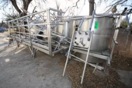 4 - Tank Skid Mounted S/S Blending System, Includes (2) Aprox. 450 Gal. & (2) 250 Gal. S/S Single
