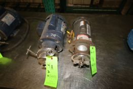 (2) qty (Sale as Lot) Thompson 1.5 hp Sanitary Grade Centrifugal Pumps, (1) with 1 1/2" Clamp Type