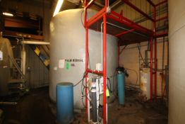Red Ewald 6,000 Gal. Dome Top Vertical Fiberglass Tank, with Bottom Side Access Door, (Aprox.