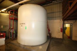 Red Ewald 6,000 Gal. Dome Top Vertical Fiberglass Tank, S/N 15157, WO # 54756, with Bottom Side