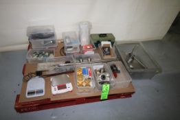 Contents of Pallet, Including (2) Digital Scales, Filters, Casters, Spare Belts, and Other