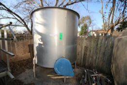 Aprox. 1,200 Gal. Hinged Lid Single Wall S/S Blending Tank, with Bottom Side Mount Agitator, Overall