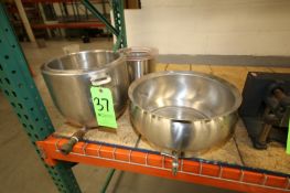 (3) Pcs. Assorted S/S Mixing Bowl, Jacketed Kettle Bowl Attachment and Mini Tank