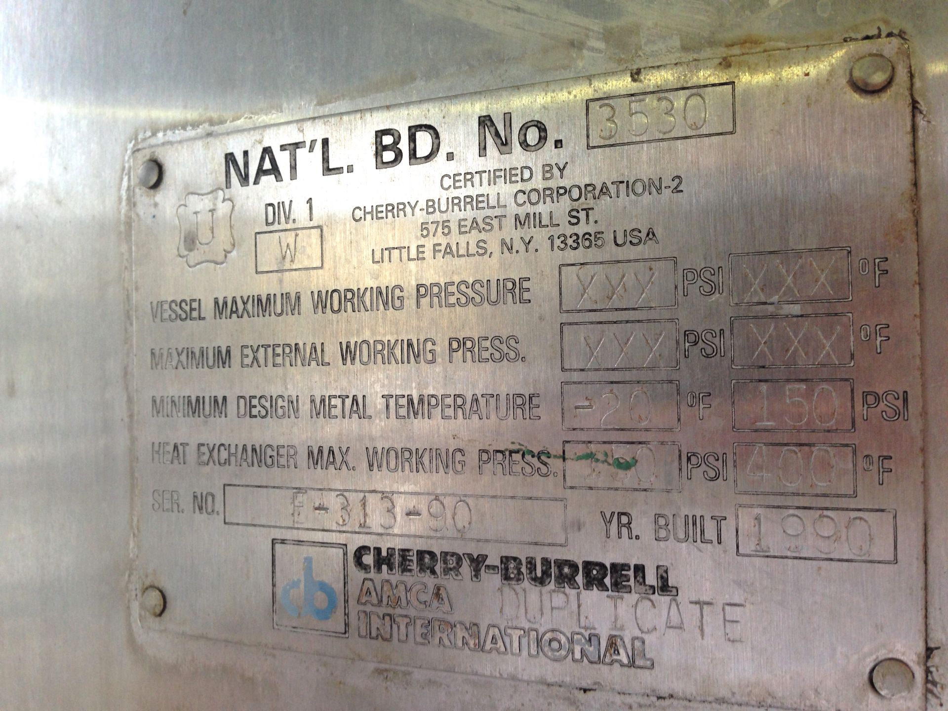 Cherry-Burrell 500 Gallon Jacketed Processor Tank Serial: E-313-90 Year: 1990316L Stainless Steel - Image 3 of 10