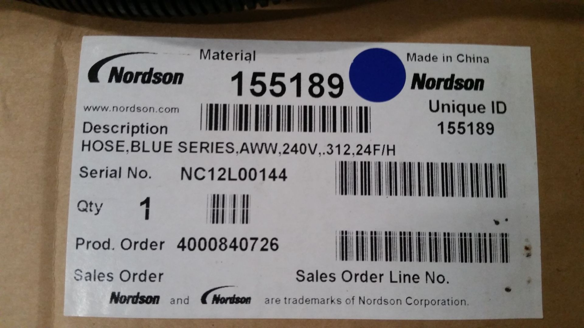 Nordson Glue Unit Hose and Kit S/N: AN09H66954 Kit: AN07C Year: 2011Brand New in Box (Located in NC) - Image 2 of 2