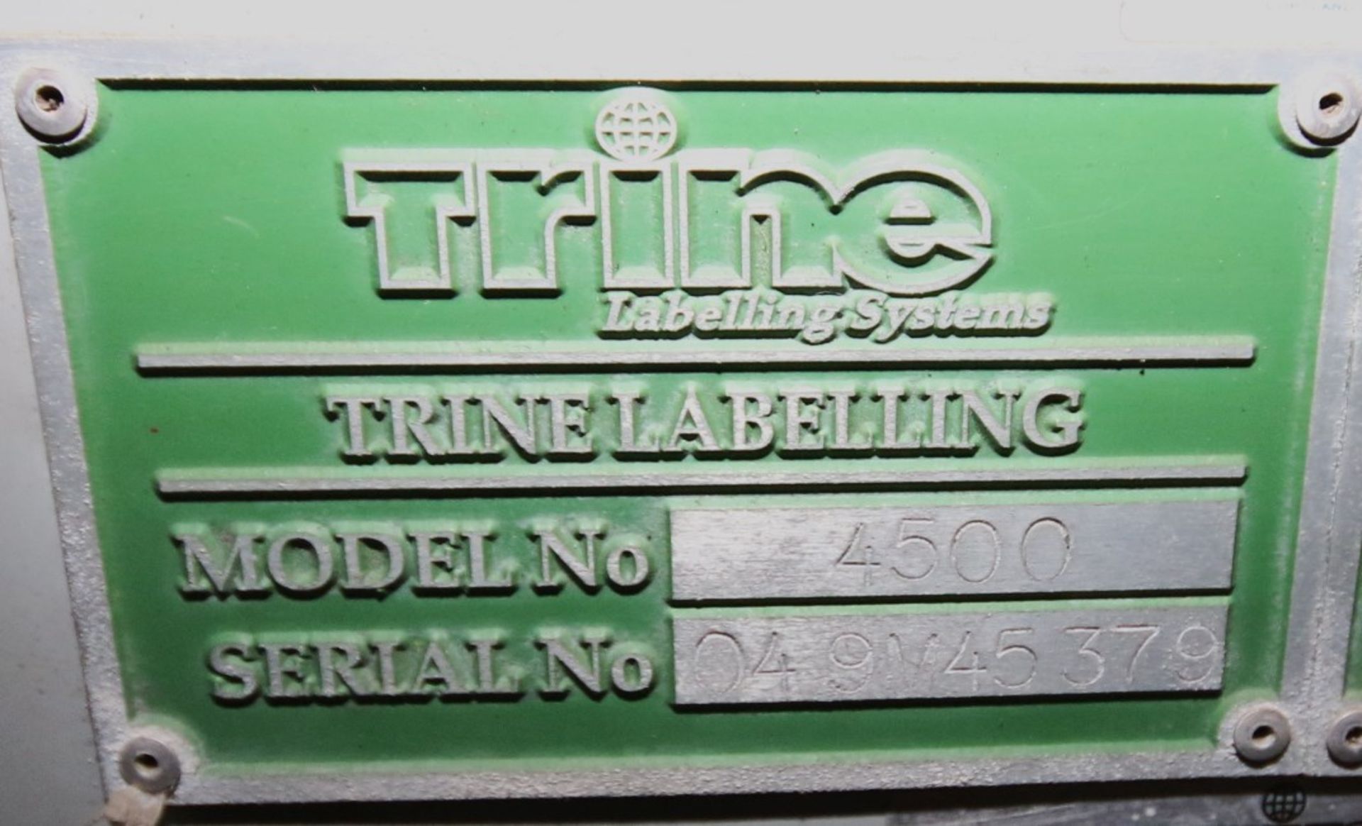 Trine Inline Pressure Sensitive Labeler, Model 4500, S/N 049M4537 includes Change Parts, - Image 6 of 6