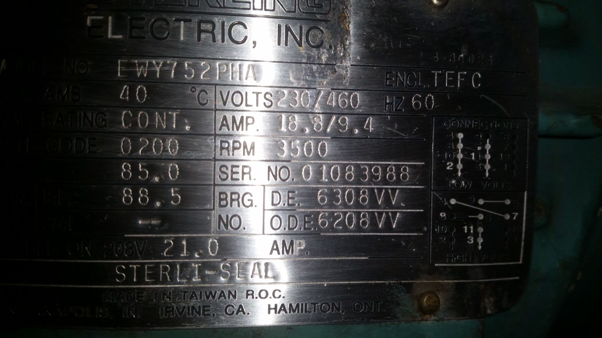 Centrifugal Pump 2.5in IN 2in OUTMotor - 7.5HP 230/460 Volt 60 Hz 3 Phase (Located in NC) *** - Image 5 of 5