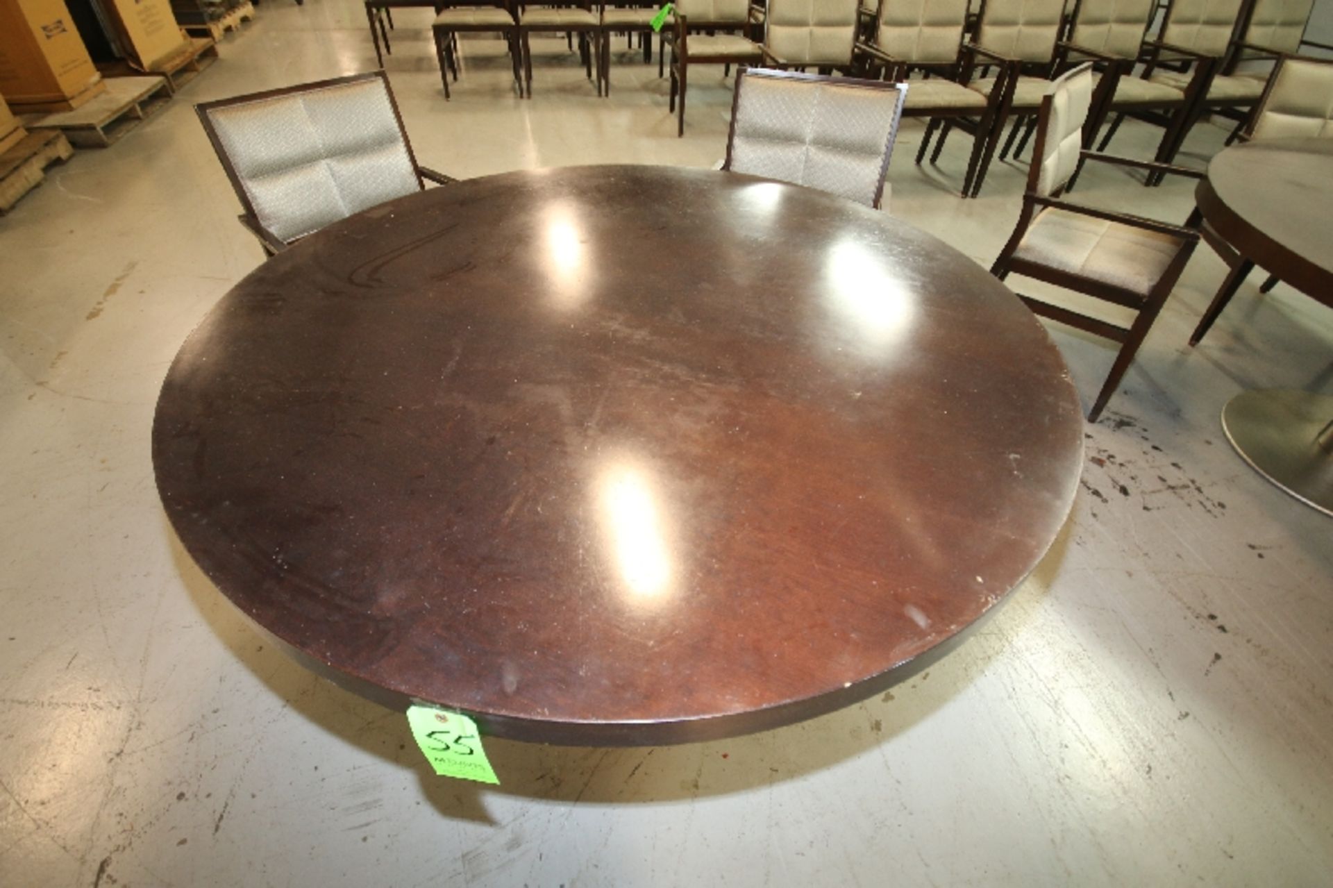 60" Walnut Color Wood Round Table with S/S Base - Image 2 of 2